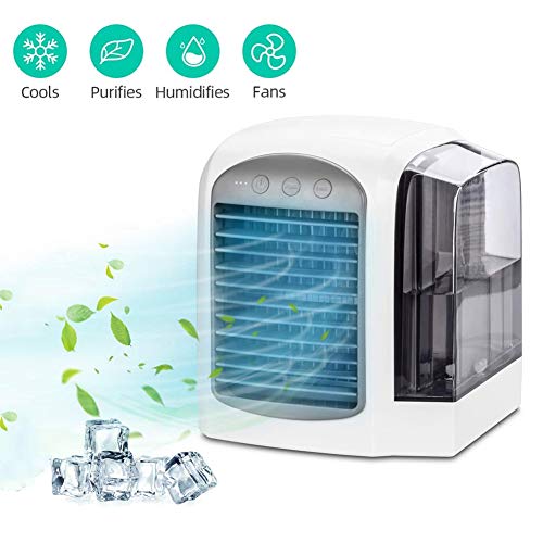 Mini Luftkühler Luftbefeuchter, 3 in 1 Mobile Klimaanlage, 3 Geschwindigkeitsstufen, Mobile Klimaanlage Für Zuhause, Büro, Hotel,Grau