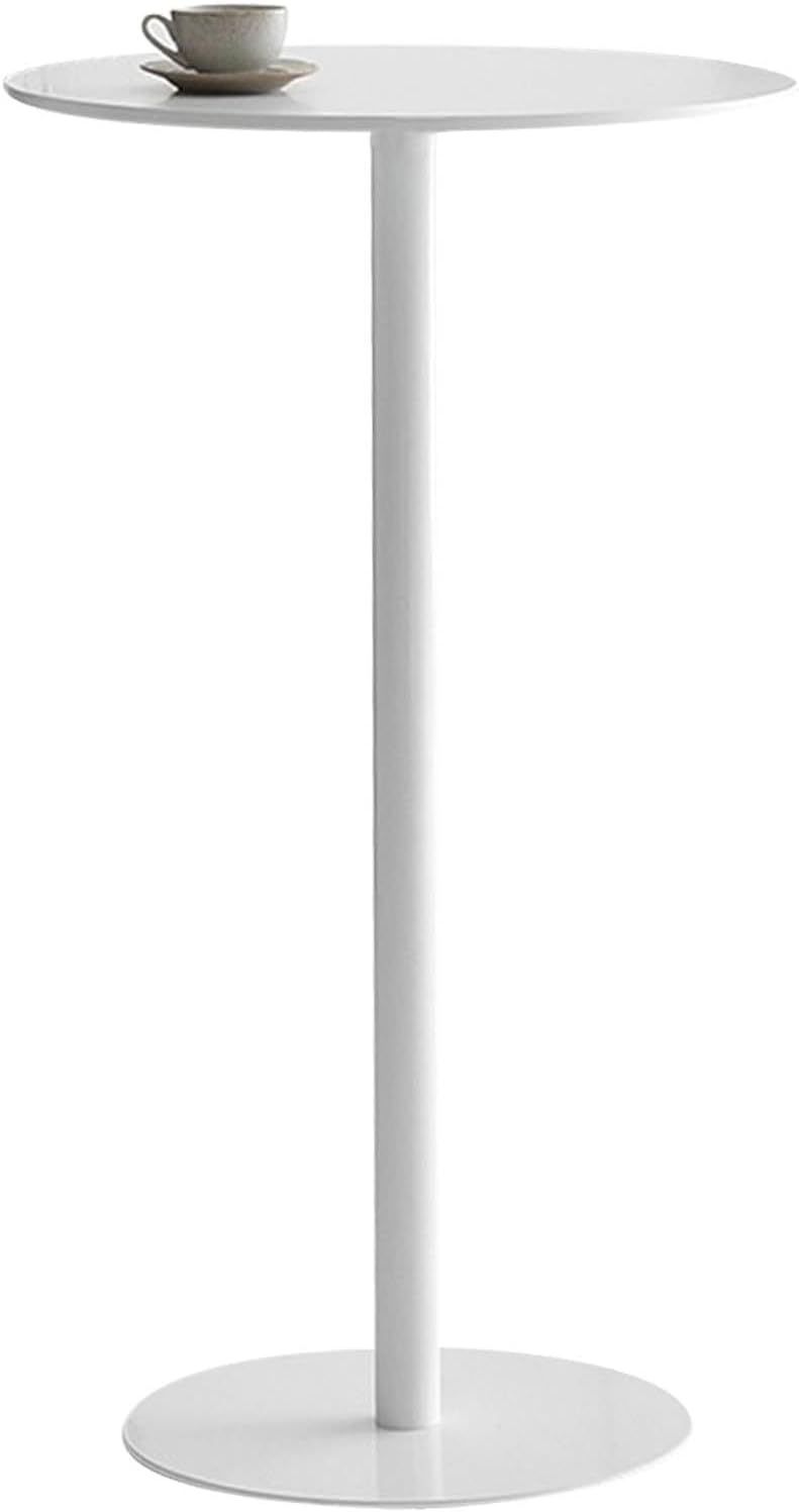 Round Pub Bar Table,White Round Bar Pub Table, High Top Table with Metal Base Small Side Table for Kitchen Dining Room Living Room Modern Outdoor Bar Table(40x40x72cm)