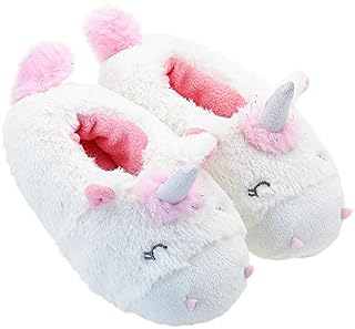 FLYFUPPY Girls Slippers Toddler Kids Unicorn Slippers for Girls Warm Plush House Fluffy Slippers for Girls