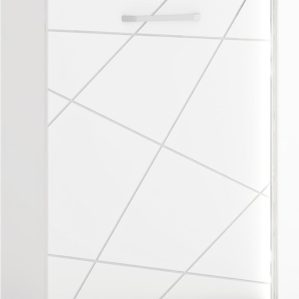 Lomadox Wohnwand Wohnmöbel Set weiß 5-teilig Modern, 1 Vitrine, 1 Wandboard, 1 Lowboard, 1 Highboard, 1 Couchtisch inkl. Beleuchtung