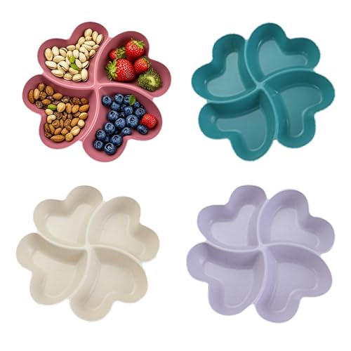 SJDOFU Snackteller mit Fächern, 4 Stück Herzförmige Snackteller,...