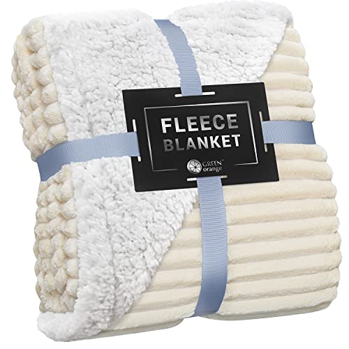 Go Sherpa Blanket Milky White Throw –Travel 270Gsm Warm Comfy, Super Soft & Plush Throws For Bed, Couch, Sofa – Fluffy Lightweight Cozy Fuzzy Blankets For Women, Men, Kids (50X60In) #TOP30
