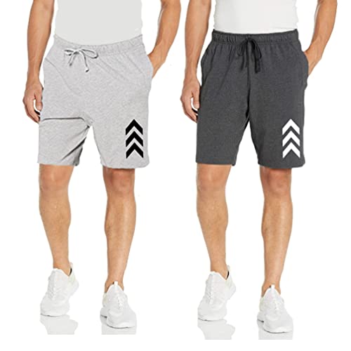 Image of KART BLACK Plus Size Men's Shorts with Pocket|Casual Knit Shorts|Printed Shorts|Over Sized Shorts|(S,M,L,XL,XXL,3XL,4XL,5XL) Combo Pack of 2