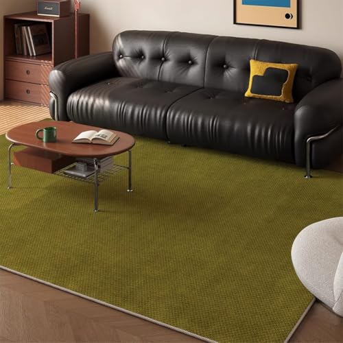 Tapis vert olive antidérapant et imperméable lavable pour salle à manger
