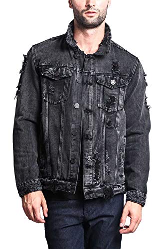 Image of VICTORIOUS Men's Distressed Denim Jacket