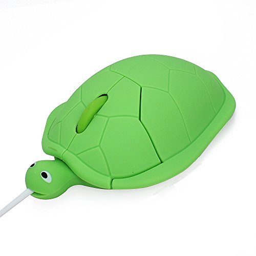 elec Space Cute Animal Turtle Shape USB Wired Corded Mouse Optical Mice for Notebook PC Laptop Computer 1200DPI 3 Buttons with 3.6 Feet Cord (Green)