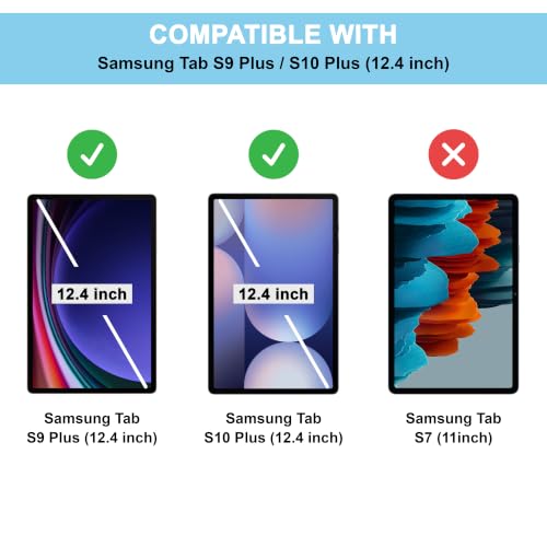 Image of CEDO Smart Case for Samsung Tab S9+ Plus / S10+ Plus (12.4 in) Tri-Fold Flip Folio Cover | Pencil Holder | Auto Wake-Up /Sleep Mode | Multi View Angles Stand TPU Backcover (Black)