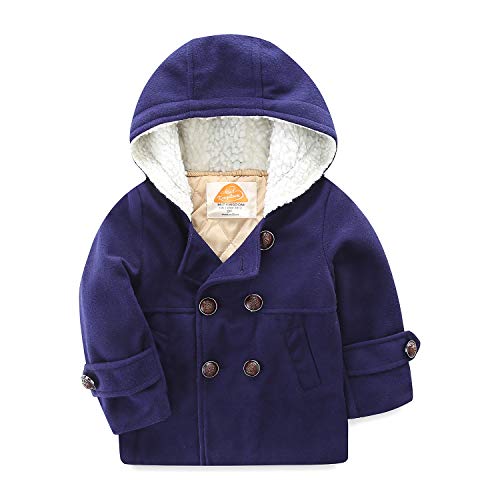 Mud Kingdom Boys Dress Coats with Hood Faux Wool Overcoat