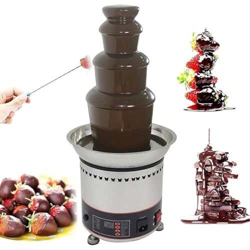 Fontana di Cioccolato Elettrica con Controllo Digitale della Temperatura, Macchina per La Fusione in Acciaio Inossidabile per Feste Ed Eventi in Casa,4 Layers