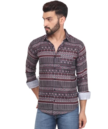 Image of TB Trybuy.in Fusion Men's Printed Full Sleeve Casual Linen Shirt