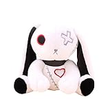 BIUBIULOVE Goth Rabbit Plush Toy, Gothic Bunny Plushie Stuffed Animal Toy, Dreadful Rabbit Doll for Halloween Easter Christmas Birthday Gift (White, 10inch)