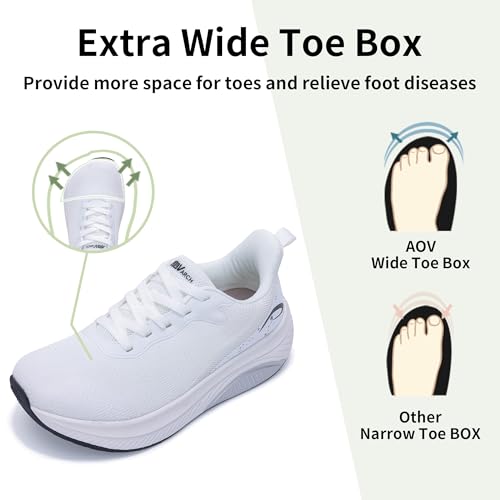 Image of Wide Toe Box Shoes Women Arch Support Walking Shoes for Plantar Fasciitis Wide Width Orthotic Tennis Sneakers