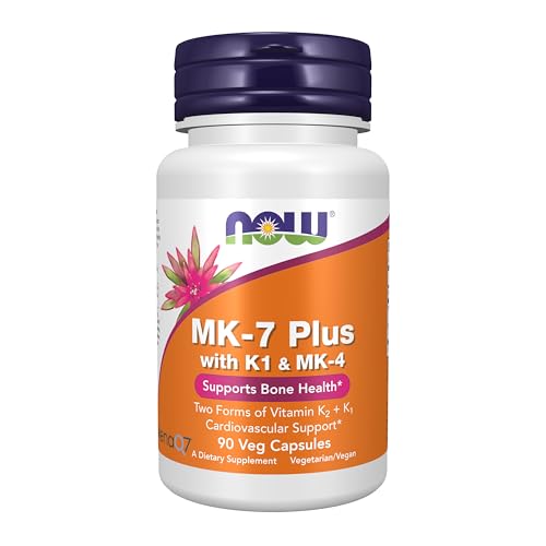 NOW Foods Supplements MK-7 Plus with K1 & MK-4 Supports Bone Health* 90 Veg Capsules