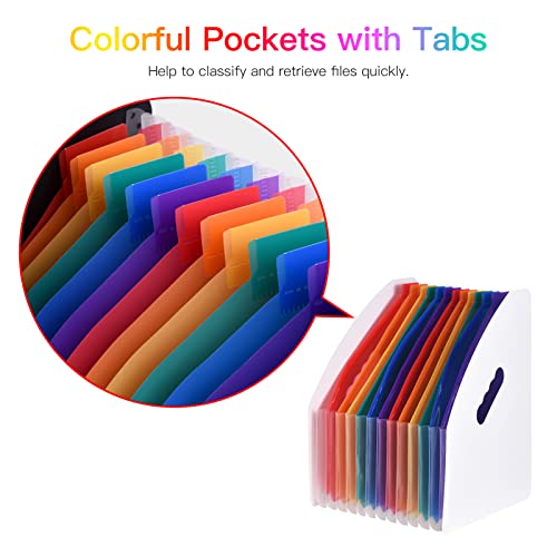 Henniu 12 Bolsos Pasta de Arquivo Expansível Organizador de Arquivos A4 Tamanho Carta Organizador de