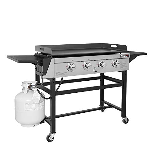 Royal Gourmet Gb4001B 4-Burner Flat Top Gas Grill 52000-Btu Propane Fueled Professional Outdoor Griddle 36Inch Backyard Cooking With Side Table, Black #TOP3