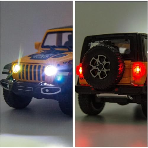 Image of 1:24 Scale Rubicon Wrangler Toy Car for Kids Collection Diecast Metal Toy Model Car with Light Sound Pull Back Openable Door