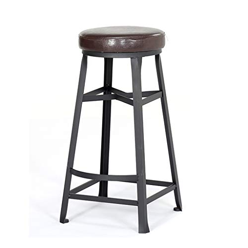 Barstools Taburete De Bar Estilo Industrial De Hierro Forjado Taburete Redondo De Madera SóLida Para Bistró Y Café Silla De JardíN En Casa / Uso En Interiores Y Exteriores / Altura De Asiento 75 Cm