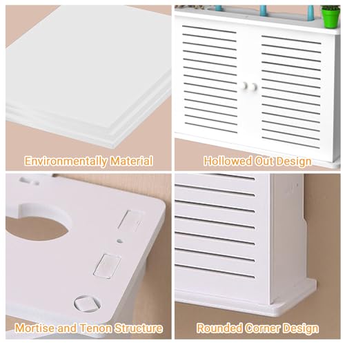 GAESHOW Router Aufbewahrungsbox, Wand WLAN-Router Aufbewahrungsbox, TV Kabel Verstecken Box, Wand WiFi Montierte Rack, Weiß (B)