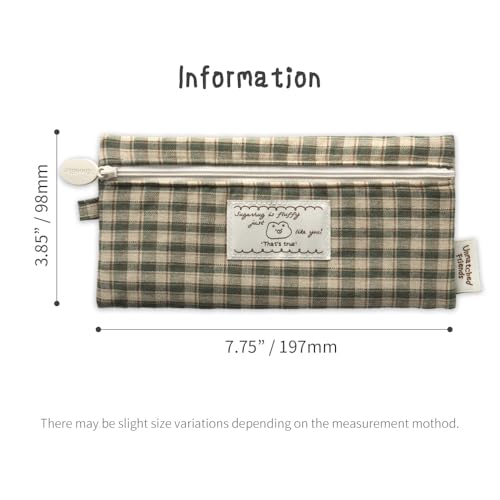Image of Monolike Unmatched Friends Fabric Check Pencil Case Series. 2, Vintage green - Pencil Pouch, Portable Pencil Bag, Pencil Case, Office Pouch case, Cushion, Soft, Vintage