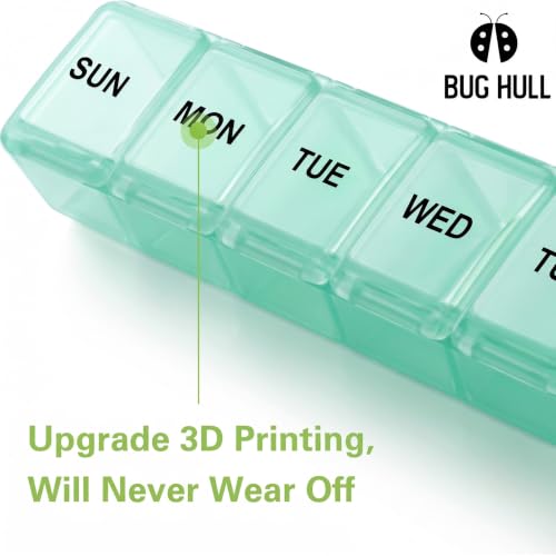 Image of BUG HULL Weekly Pill Organizer Large 2 Packs, Extra Large Travel Pill Organizers, Pill Box 7 Day, Travel Pill Case, Medicine Pill Organizer for Medications (Lavender+Light Cyan)
