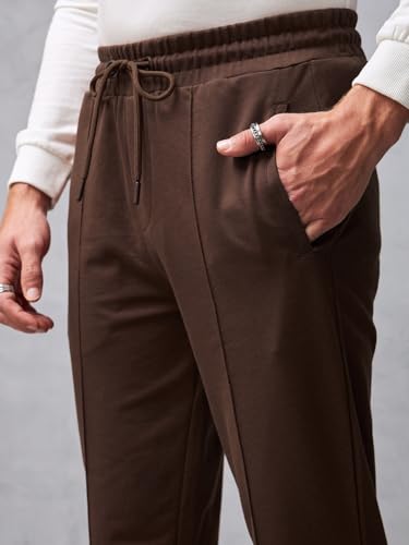 Image of Bewakoof Men's Solid Regular Fit Cotton Blend Track Pant
