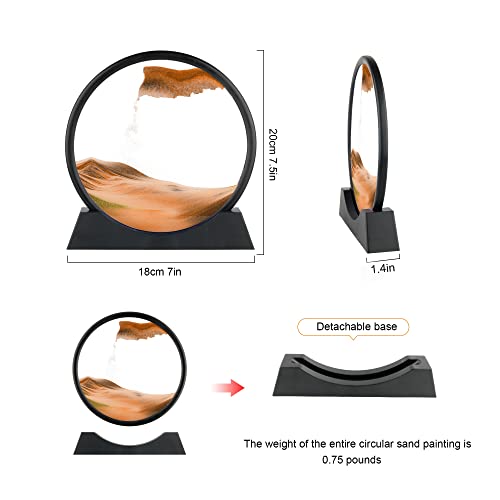 Art 3D Desktop Decoration Ornament Sand Painting, Suitable For Home Decoration And Office Decorations, Blue Ocean Dynamic Display Dynamic Hourglass Photo Frame, Circular Mobile Sand Painting #TOP3