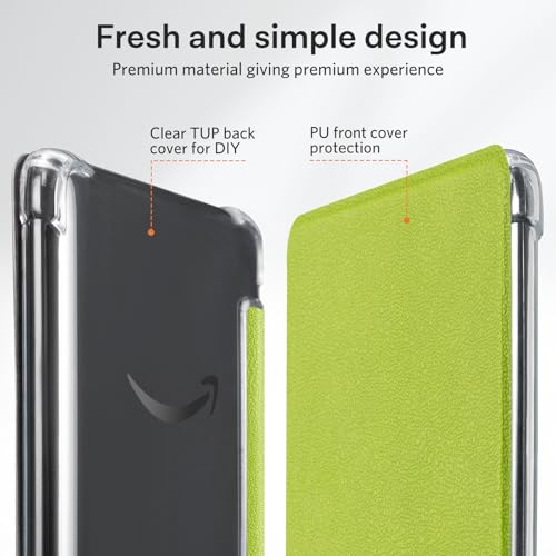 Image of CoBak Case for 6 Inch e-Reader, Ultra Clear Soft Flexible TPU Back Cover Light Shell, with Auto Wake /Sleep, not Compatible Kobo Claro, Grass Green