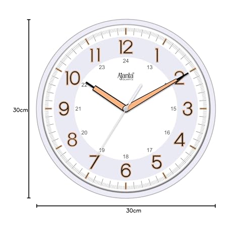Image of Ajanta 12 Inches Silent Sweep Radium Analog Wall Clock - Night Glow, White Dial - 30x30 cm (P. White)