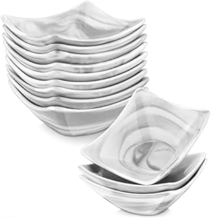 MALACASA Ramekins for Creme Brulee, 12 Piece 60ML Porcelain Ramekins Sauce Dishes Souffle Dishes for Dipping, Oven Safe, Marble Grey