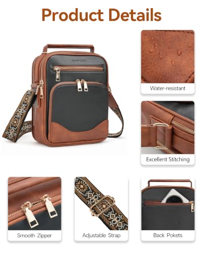Image of Large Crossbody Bags for Women,Boho Strap Vegan Leather Purse | Built-in Wallet RFID Womens Crossbody Purse,Structured, Multi Pockets, Versatile Shoulder Bag for Travel,commuting,daily