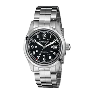 Hamilton Watch Khaki Field Auto | Swiss Made | 38mm Stainless Steel Case | Black Dial Analog Watch | Stainless Steel Bracelet (Model: H70455133)