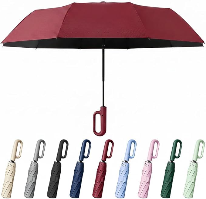 Creative Ring Buckle Windproof Reinforced Umbrella, Automatic Open Close Umbrella, Compact Wind Proof Umbrellas For Rain and Sun Protection, 10 Ribs &amp; Steel Alloy Frame
