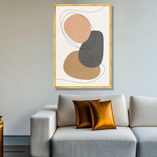 Tableau minimaliste pour salon moderne déco géométrique beige