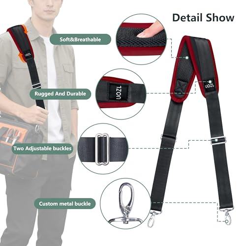 Image of 67 Inch Shoulder Straps, Soft with Ultra-Thick Fixed Shoulder Pad, Two Way Independently Adjustable Buckle Replacement Straps for Laptop Bag Messenger Bag Tool Bag Luggage,BlackRed