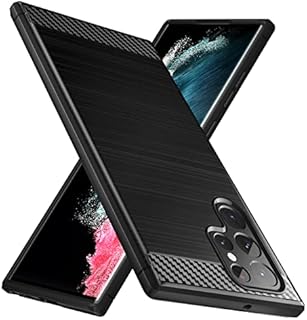Natbok Compatible for Samsung Galaxy S22 Ultra 5G Case, Military-Grade Shockproof S22 Ultra Case,[Carbon Fiber Texture] Soft Flexible TPU Slim Anti-Scratch Protective Case for S22 Ultra 5G,Black