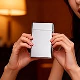 1Pc Women’s Aluminum Alloy Cigarette Case, Metal Tobacco Storage Box, Holds Up to 20 Cigars, with Protective Sleeve(Silver)