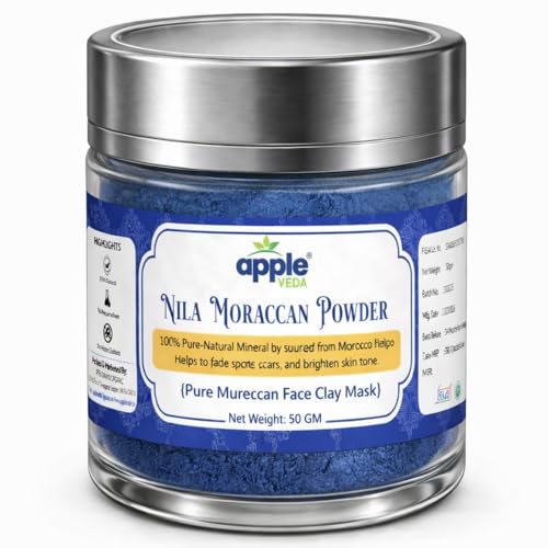 Image of Original Moroccan Blue Nila Powder 50g - Pure & Natural Face Mask for Skin Brightening, Purifying, and Whitening