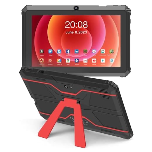 Haehne Tablette Android, Tablette 7 Pouces, avec Support, Compatible avec Une Carte TF de 256 Go, Rouge