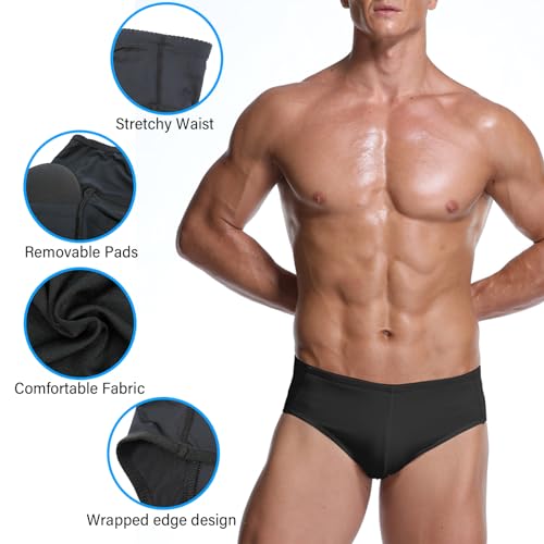Genemen Mens Padded Underwear Butt Enhancer High Waisted Shapewear Butt Lifter Boxers With Detachable Pads thumb #1