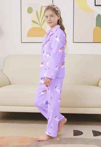 Schbbbta Girls Fuzzy Pajama Set, 2 Piece Soft Plush Fleece Pjs Loungewear, 3 Years - 15 Years4