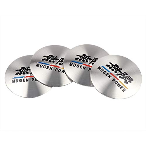 XHULIWQ 4PCS 56MM Car Styling Wheel Center Hub Cap Mugen Power Emblem Car Dust-Proof Hub Cap Calcomanías Cover
