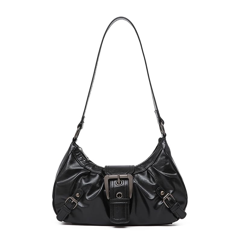 TJHDSF Y2k Bag, Bolso de Mano Y2k Estilo Juvenil, Bolso de Mano Retro, Bolsos de Pequeño, Bolsa Bandolera de Los Años 2000, Bag Bandolera de Moda,para Uso Diario, Fiestas (Cuero PU Negro)