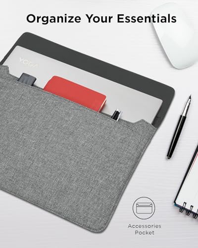 Image of Lenovo 13 /14-inch Laptop Sleeve (S100) - Ultra Thin Form-Fitting Case Compatible with MacBook Air, iPad & More a€ inch Lightweight Folder Sleeve with Accessories Pocket & Magnetic Closure