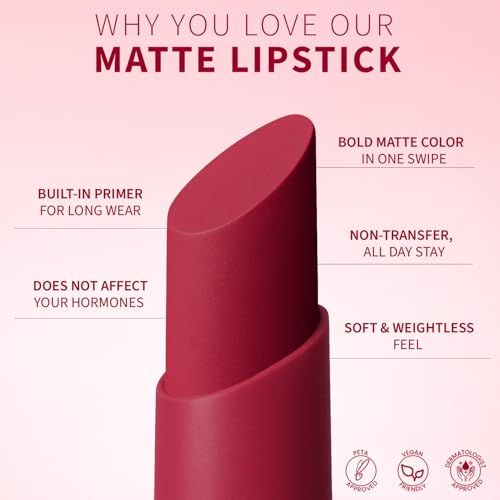 Image of TEEN TEEN Color Life Nontransfer Crayon Lipstick |Matte Finish with Built-in Primer |Waterproof & Long Lasting Lip Color |Smudge-Proof, Fade-Resistant Formula |Combo Color (Magenta, Red Wine)