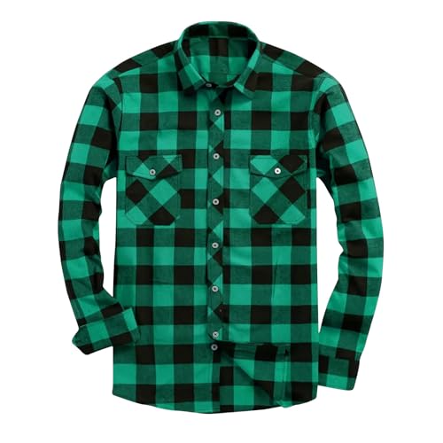 Muscularfit Shacket Shirts for Men 2025 Fashion Long Sleeve Button Down Plaid Shirt Jackets Causal Flannel Shirts Cyber of Monday Deals 2024 Men Men T Shirts Green S