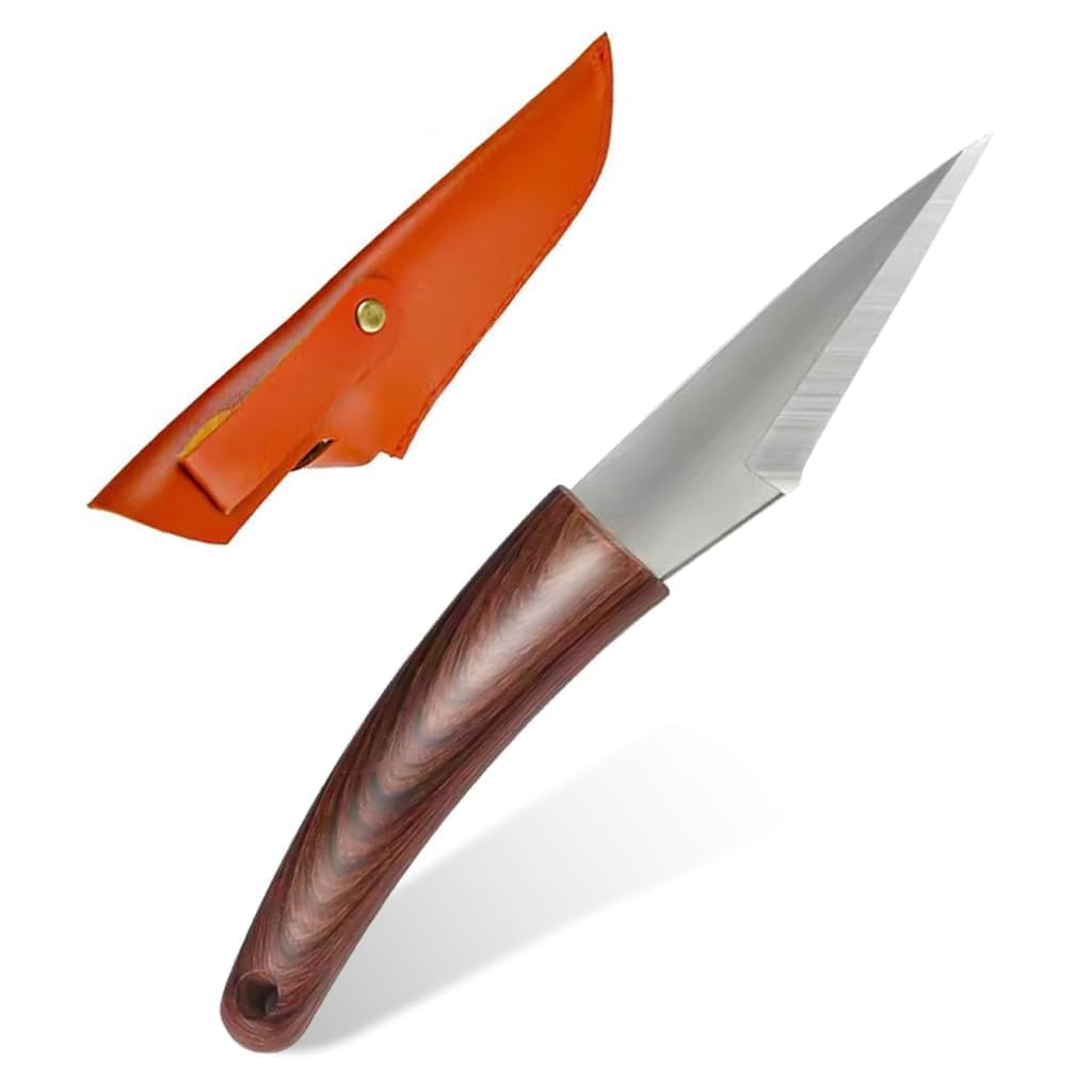 Stainless Steel Grafting Knife with Leather Pouch & Wooden Handle | Heavy Duty, For Fruit Trees & Plants, Nursery Use, Shoot Cutting, Organic Gardening-image-5