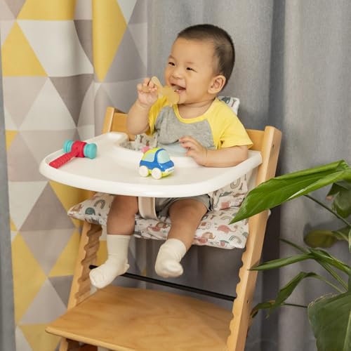 Image of Waterproof & Extra Padded Soft Dining Chair Seat Cushion, Wipe Clean Cushion for Stokke Tripp Trapp High Chair, 18 inch L x 11 inch W, Compatible & Convertible Design (Colorful Elephants)