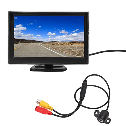 Kit de sistema de câmera de ré, monitor retrovisor de 5 polegadas, entrada de vídeo V1 V2, sistema r