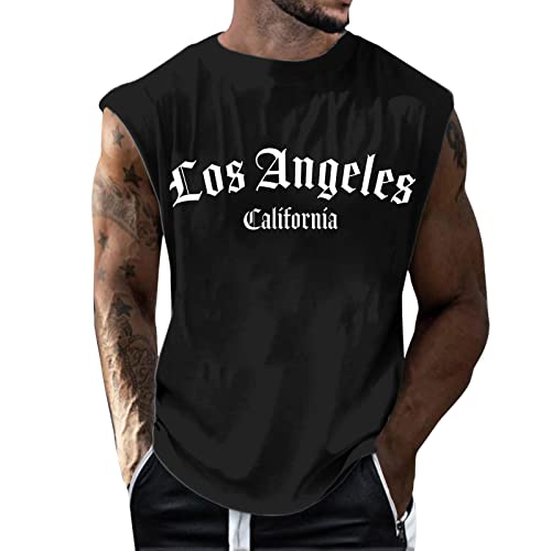 Chaleco deportivo estampado informal para hombre, Negro , L