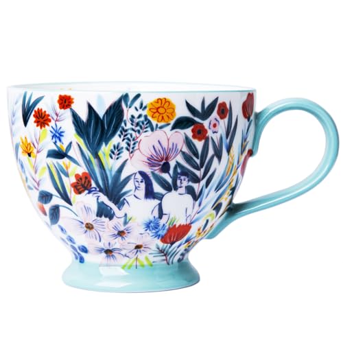 Berry President Hand-Painted Floral Pattern Ceramic Mugs 15 OZ, Large